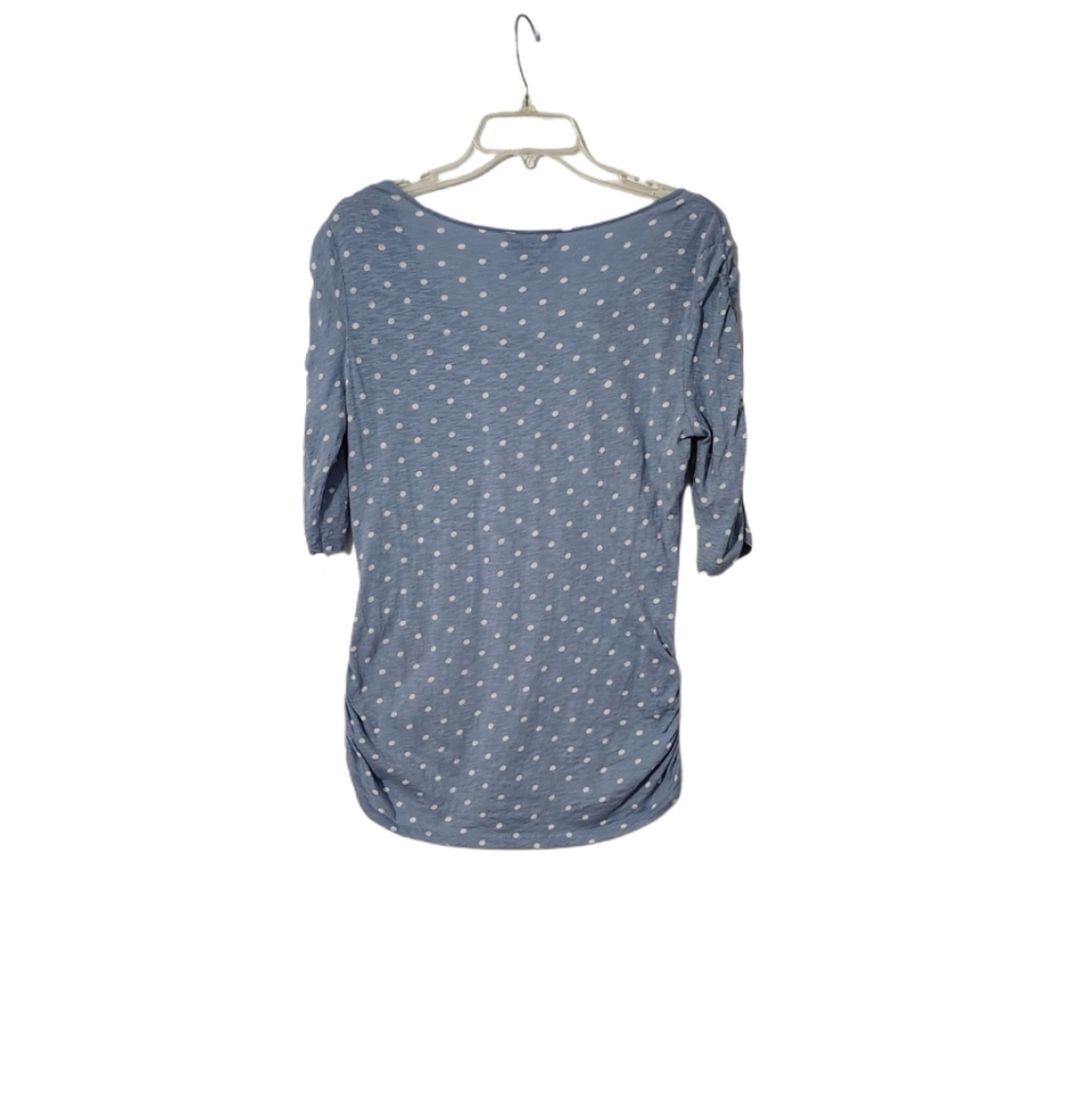 Style & Co. Blue Polka Dot Ruched Top/Shirt 3/4 Sleeve Women's Size Small - Picture 2 of 10